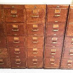 Lot # : 90 - Library Bureau Wooden Five Section File Cabinets
