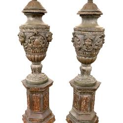 Fantastic pair of monumental 20th century bronze 3 part garden urns www.SouthJerseyAuction.com