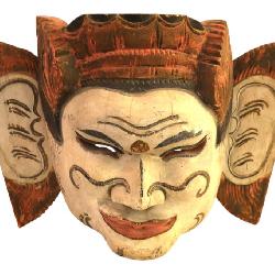 Vtg Balinese Topeng theatre dance mask Juru Luh wall art www.SouthJerseyAuction.com